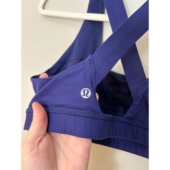 Lululemon Run Stuff Your Bra Power Mesh Emperor Blue Purple Sports Bra Cutout 10 - Picture 8 of 10